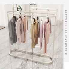 옷가게행거매장용행거 의류매장중앙행거 타원형 철제행거, 화이트