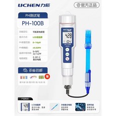 LICHEN 力辰 PH測試筆 水質檢測 魚缸水質檢測 實驗室可攜式檢測器 筆式酸度計液晶顯示自動識別, 1個, ph-100b 解析度0.01