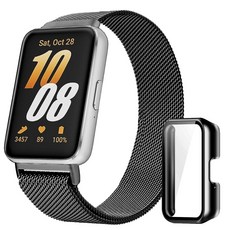 아이비온 갤럭시핏3 밀레니즈 메탈 스트랩 + 풀커버 케이스, 딥블랙