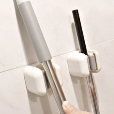 부착식 화이트 밀대 걸이 욕실 빗자루 홀더 청소도구 정리 거치대 우산 꽂이 마대 대걸레, 부착식 화이트 밀대걸이, 1개