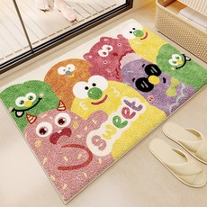卡通衛生間羊絨地墊浴室吸水防滑腳墊子家用廁所耐磨門墊地毯, 1個, 甜心多巴胺