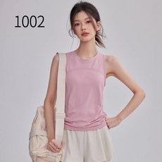 여자 스포츠 티셔츠 피트니스 필라테스 트레이닝 라운드 민소매 요가복 상의