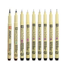 [조한스토어] 사쿠라 피그마 마이크론 다양한 선굵기의 펜 브러쉬 드로잉, 1개