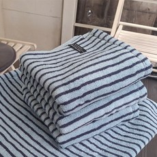 송월타올 스트라이프 줄무늬 수건 220g 570GSM, 3개, 스카이블루