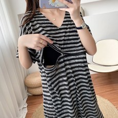 스트라이프 여름수유복 수유티 수유원피스 외출수유복