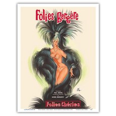Folies Bergère - 파리 프랑스 폴리 체리(크레이지 달링스) 카바레 벌레스크 빈티지 포스터 1960년 경 마스터 아트 프린트 (액자 없음) 30.5cm x 45.7, Folies Bergère - 파리 프랑스 폴리 체리