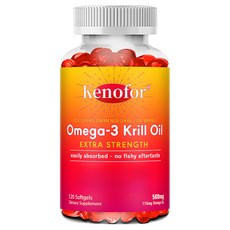 오메가-3 크릴오일 500mg 소프트캡슐 EPA 및 DHA 오메가-3 지방산 천연 아스타잔틴 비린내 없음, 2개, 120회분