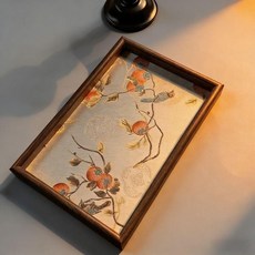 刺繡柿柿如意托盤 20*30釐米 臥室梳妝檯桌面收納裝飾