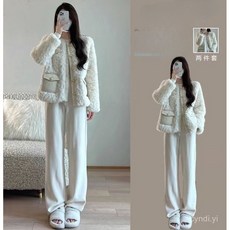 秋冬新款小香風休閒套裝女，韓版顯瘦氣質保暖奶係穿搭套裝，時尚百搭，輕鬆展現個人魅力