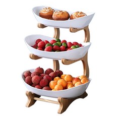 다용도 플레이트 접시 장식소품 거실용 주방용 과일쟁반 케이크 디저트 간식바구니 유럽식과일접시 조립 불필요, 1세트, 3단 흰색