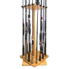 JIKIRA 우드 낚시대 로드 회전형 16구 거치대