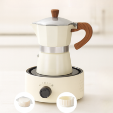 모카 포트 전열로+포분기+여과지백장 세트 커피머신, 150ml/3인분, 희다, 1개