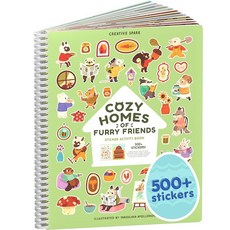 Cozy Homes of Furry Friends 500+ 스티커 북 Cupkin 재미있는 유아 달력 활동 컬러링 + 스티커 북 부활절 바구니 스터퍼 컬러링 페이지 12장, Cozy Homes of Furry Friends 50