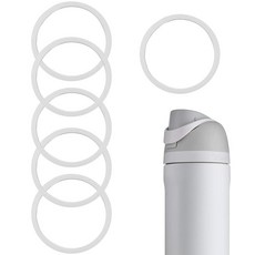 6개 실리콘 뚜껑 실링 O 링 씰링 가스켓 교체 부품 Owala 병 씰 교체용 호환 가능 FreeSip 회색, 흰색, White