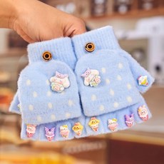 兒童三麗歐手套女童秋冬季新款庫洛米五指套加絨保暖禦寒分指手套