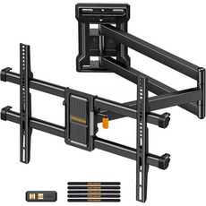 Perlegear 퍼레기어 롱 슬리브 TV 벽걸이 브라켓 풀 모션 TV용 32-65인치 60kg 하중 용량 코너 ±90° 회전 및 700mm 연장 최대 VESA 400 x, Perlegear 퍼레기어 롱 슬리브 TV 벽걸이 브라