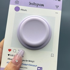 SUKI 자력강화 투명 하트 맥세이프 호환 그립톡, 보라색