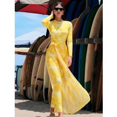 歐美長袖連體泳衣 女性感沙灘跨境度假沖浪防曬潛水服兩件套泳衣女