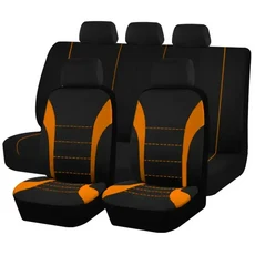 시트 커버 9pcs 자동차 쿠션 액세서리 보호 5인승 유니버설 블랙 그레이 레드, 02 Orange(5seat)
