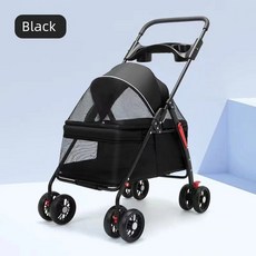 애완동물 카트 강아지 고양이 유모차 소형 가볍고 접이식으로 야외 여행에, Black 3