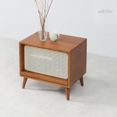 고무나무 라탄 도어 협탁 600 쇼파서랍협탁, 착불-월넛