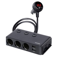 酷電大師 PD QC3.0 雙USB 三孔獨立開關 點煙器擴充器 車用充電器 ABT-E080, 1個, 3