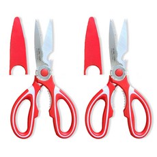 체이스 뼈까지 잘리는 오프너 주방 가위 2개 세트 (가위집 포함), 빨강색