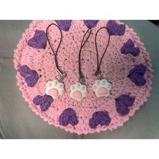 냥이 발바닥 스트랩 키링 (3개 세트), 1세트, 분홍3