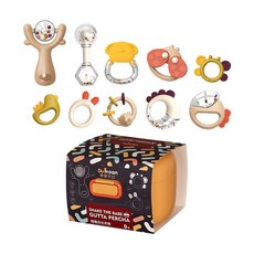 JoyBaby 新生兒牙膠搖鈴套組 彌月禮盒 嬰兒玩具 響聲玩具, 嬰兒動物搖鈴(含收納盒)-F, 1個