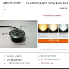 매립등 지중등 전구 조명등 조경 수목 외등 잔디등 조명, 6W 쿨화이트 80x35mm