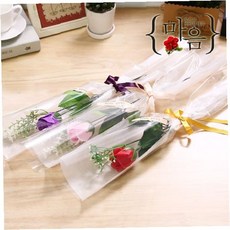 비누 향기 한송이 플라워 투명 포장 기념 축하 감사 표현 휴대 간편 보관 케이스, 1개, 인크리코 한송이장미 레드