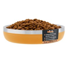 Master Pet Supply 스테인리스 스틸 고양이 그릇 - 255.1g(9온스) 튼튼한 - 피스타치오 이중벽 매우 두꺼운 단열 고양이 및 반려동물을 위한 미끄럼 방지 반려, 망고 탱고