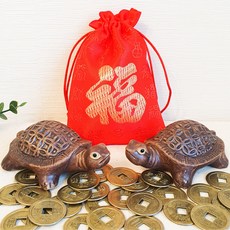 생기 거북이 도자기 엽전 세트 금전운 식당 개업선물 집들이 재물복 풍수명당 인테리어, 거북이받침대세트