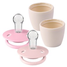 빕스 디럭스 실리콘 쪽쪽이+실리콘캡 2p 세트, Free Size(0~3세), 블러썸&베이비핑크, 1개