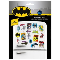 Batman 蝙蝠俠 進口冰箱磁鐵組 19個磁鐵, 復古美漫風, 17.5 x 24 x 1cm