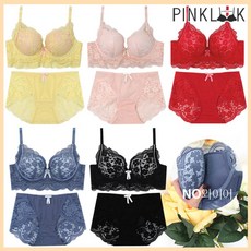 핑크룩 엘리자 레이스 노와이어 왕뽕브라+팬티SET 택1
