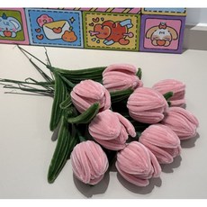 다람이네 모루꽃완제품 꽃다발 만들기 키트, 1개, 분홍