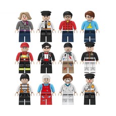 城市積木人偶 12入 職業公仔 警察/醫生/工程師/工人/廚師/軍人 積木玩具 M8016 兒童生日禮物, 1個, 無