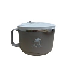 304不鏽鋼泡麵碗 泡麵杯 可瀝水泡麵碗 普通蓋 加厚保溫 學生宿舍必備, 1個, 灰色