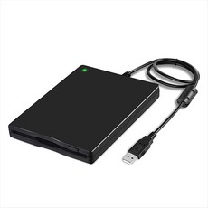 USB 플로피 디스크 리더 드라이브 3.5인치 FDD 휴대용 1.44MB 외장형 디스켓 드라이브 PC 노트북 데스크탑과 호환용, 1개, 검은색