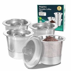 K-eurig 1.0용 4팩 재사용 가능한 K컵: 스테인리스 리필 커피 포드 이중 레이어 메쉬 BPA 프리 - 더 풍부한 커피와 잔여물이 없는 영구 필터 DS-N5, 4PCS