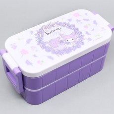 쿠로미 플라워리스 어린이집 소풍 2단도시락 600ml, 1개, 퍼플