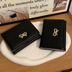 少女心蝴蝶結小錢包 可愛簡約ins風黑色零錢包學生卡包一體錢夾子