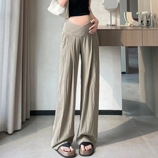 여성 임산부 와이드팬츠 여름 얇은 로우허리 배지지대 슬리밍 스트레이트 캐주얼 편한바지 다목적 데일리 출산준비 산모바지 시원한 통기성 신축성 사계절 빅사이즈