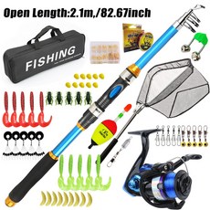 釣友俱樂部 四色路亞竿 玻璃鋼旅行伸縮魚竿套裝, 藍2.1