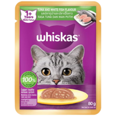 Whiskas 偉嘉 貓濕糧包, 80g, 1個, 鮪魚白魚