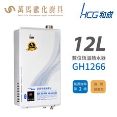 和成 HCG 數位恆溫強制排氣型 瓦斯熱水器 GH1266, 1個