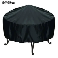 Garden Round Fire Pit Cover Waterproof Protector Grill BBQ Black All Purpose Outdoor, Round Stainless Steel Camping, 01 검정색