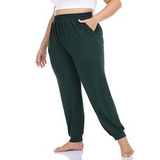Kotii 여성용 플러스 사이즈 조거 플러스 사이즈 스웨트팬츠 소프트 라운지 팬츠 파자마 팬츠 운동 요가 팬츠 캐주얼 다크 그린. 4X