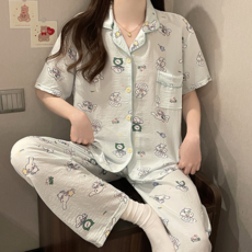 三件套純棉睡衣女夏居家服